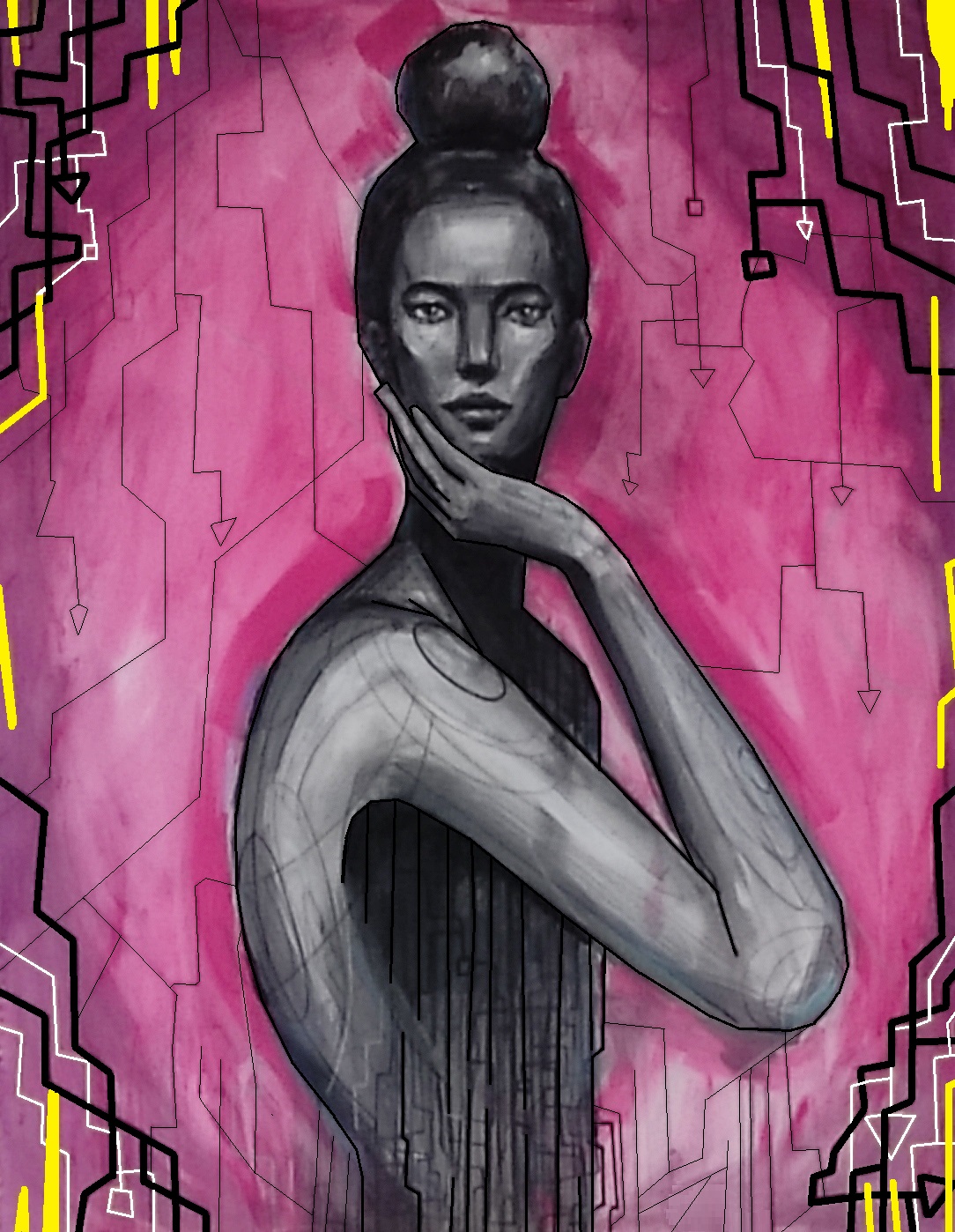 Dimond riding a blue body art