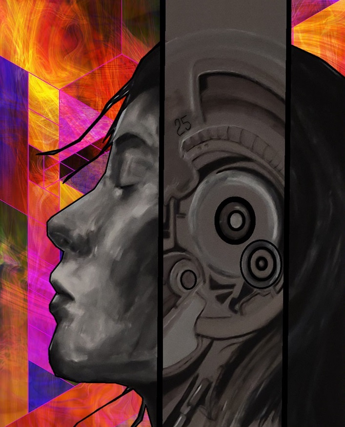 Dimond riding a blue body art