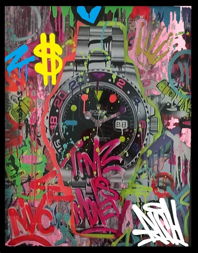 Dimond riding a blue body art