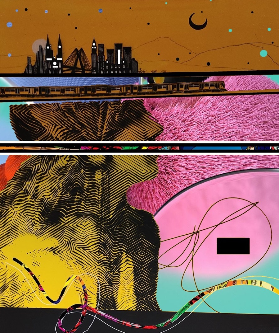 Dimond riding a blue body art