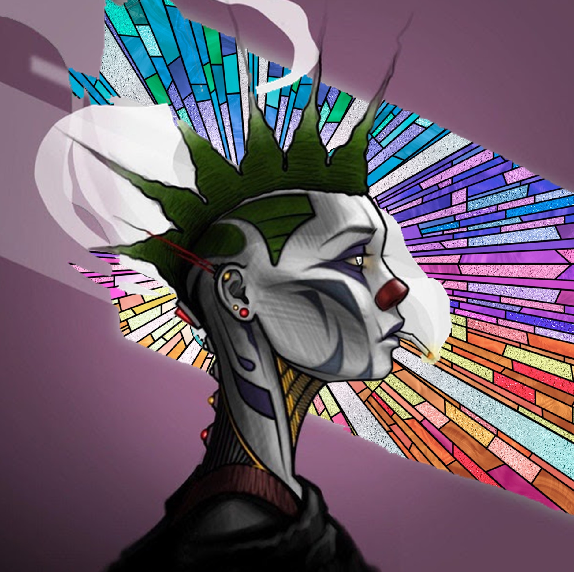 Dimond riding a blue body art